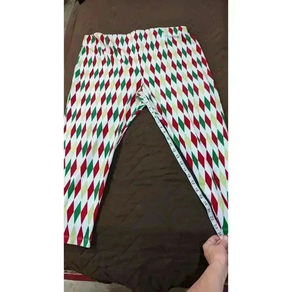Women's Christmas harlequin print pants by Laura Byrnes California 4X
